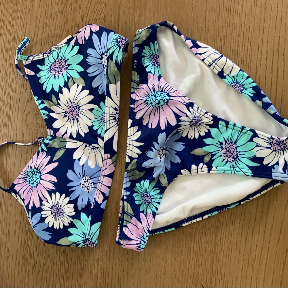 Floral Kids Swim Set - Blue and White